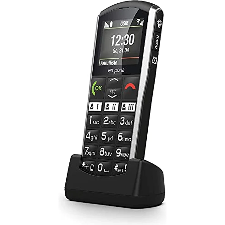 Emporia SIMPLICITY Handy, 2 Zoll Farbdisplay, große Tasten, SOS-Taste, Ladestation, M4/T4, kompatibel mit Hörgeräten, Bluetooth, Black (Italien) – Bild 3