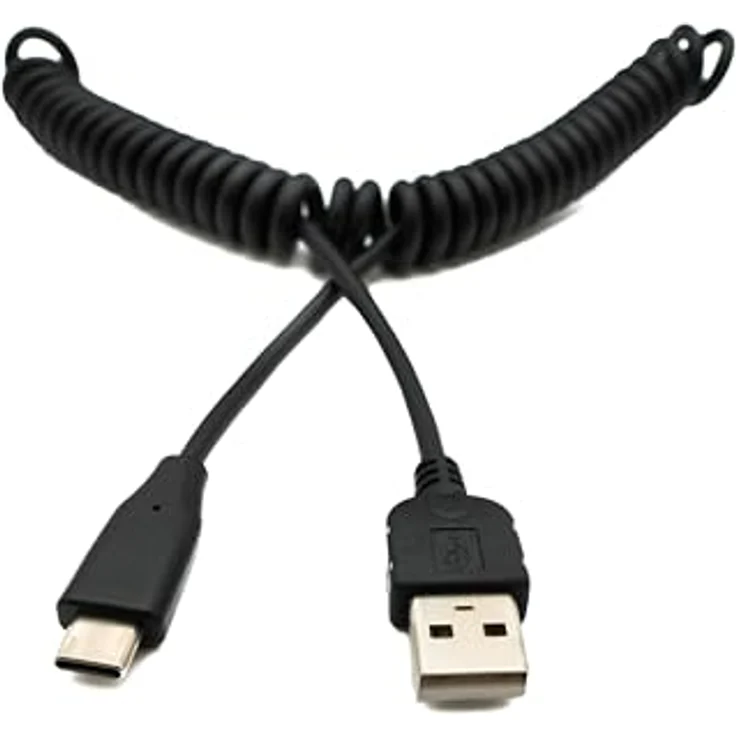 System-S USB Type C 3.1 zu USB 2.0 Spiral Kabel 50 cm - 100 cm schwarz – Bild 2