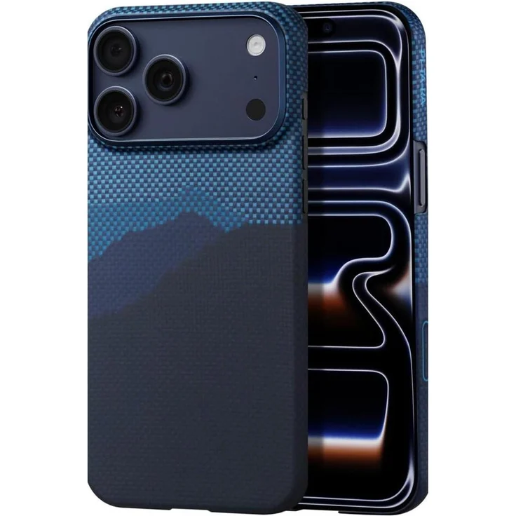 Pitaka Ultra-Slim Case Backcover für Apple iPhone 17 Pro Max, 600D Aramidfaser, Blau, MagSafe-kompatibel