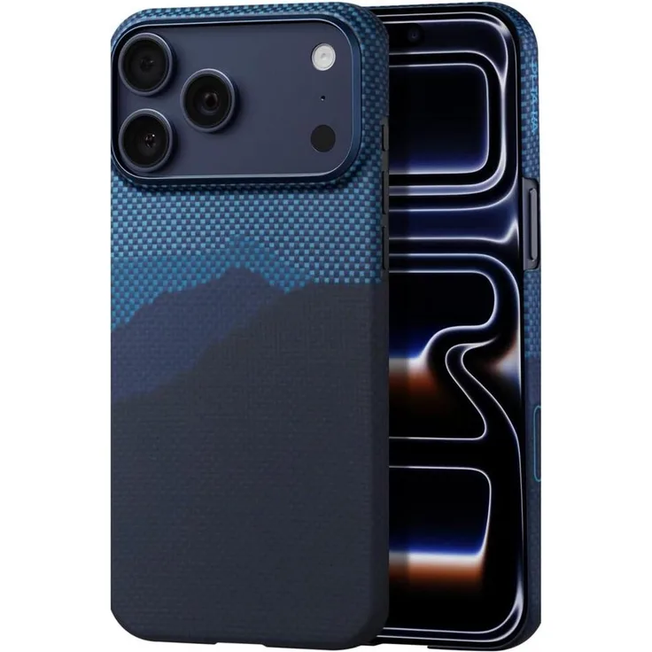 Pitaka Ultra-Slim Case Backcover für Apple iPhone 17 Pro Max, 600D Aramidfaser, Blau, MagSafe-kompatibel