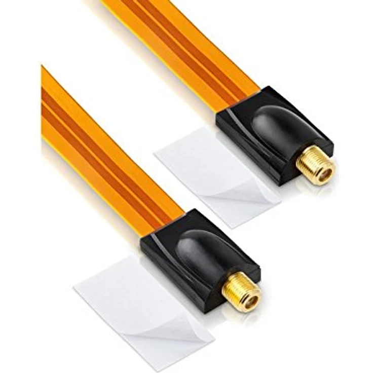 2x conecto Premium Fensterdurchführung für SAT Kabel koaxial inkl. Klebepads (F-Kupplung auf F-Kupplung, vergoldet) 20 cm – Bild 3