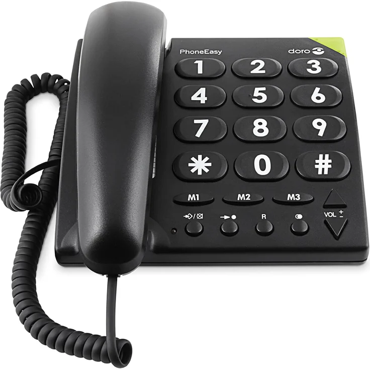 Doro PhoneEasy 311c Schnurgebundenes Großtastentelefon mit optischer Anrufsignalisierung, schwarz (380001) – Bild 1