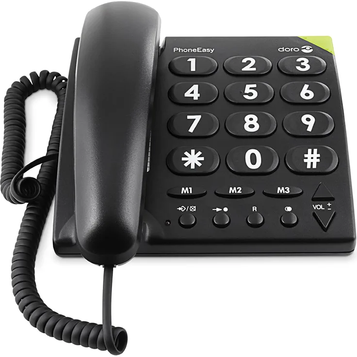 Doro PhoneEasy 311c Schnurgebundenes Großtastentelefon mit optischer Anrufsignalisierung, schwarz (380001)