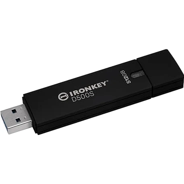 Kingston IronKey D500S Hardwareverschlüsselter USB-Stick 512GB FIPS 140-3 Lvl 3 (ausstehend) AES-256 - IKD500S/512GB, Schwarz – Bild 1