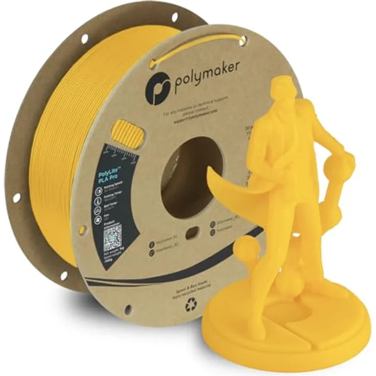Polymaker PolyLite PLA PRO Gelb, 3D Filament 1.75mm, 1kg, hohe Zähigkeit und Steifigkeit – Bild 1