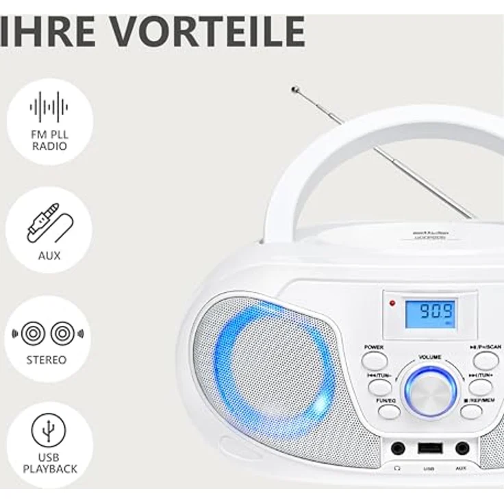 Silva 210721 Schneider MPC 25.4, Microanlage mit USB, Radio, CD- und MP3-Wiedergabe, weiß – Bild 6