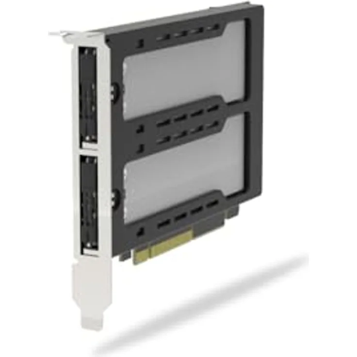 ICY DOCK ExpressSlot Elite MB842M5P-B, Wechselrahmen/Adapterkarte für 2x PCIe 5.0 M.2 NVMe SSDs mit Bifurcation, für PCIe x8/x16 Slot, bis 128Gbps pro SSD