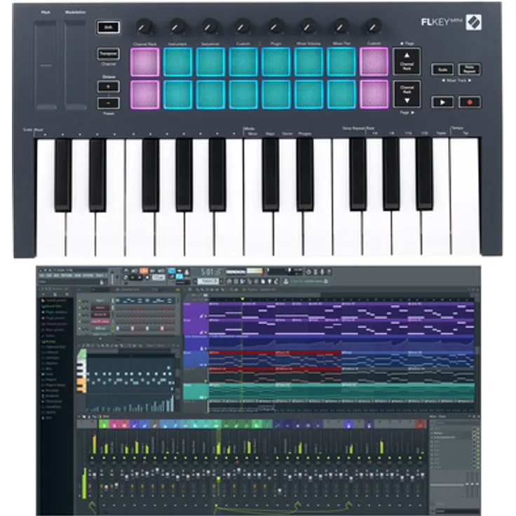 Novation FLkey Mini, Midi-Controller Bundle mit Image-Line FL Studio Fruity Edition