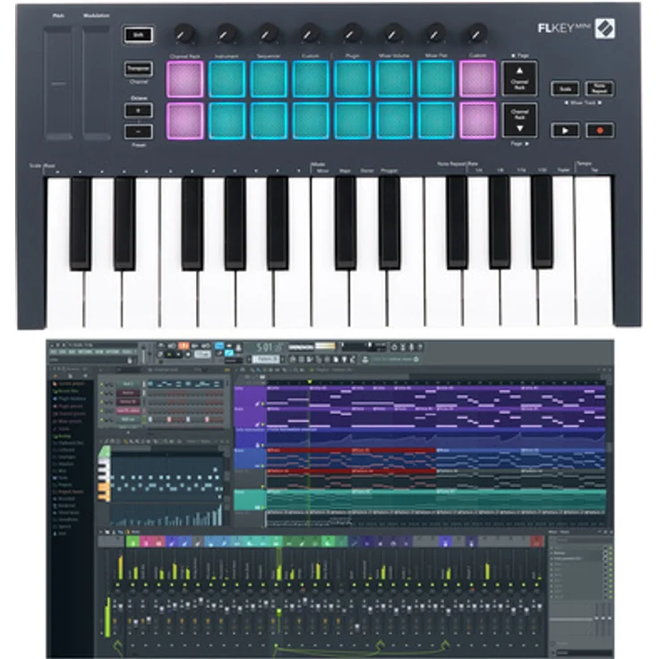 Novation FLkey Mini, Midi-Controller Bundle mit Image-Line FL Studio Fruity Edition