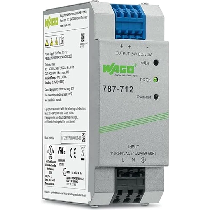 WAGO 787-712 Gleichstromversorgung 22-28V 60W, AC/DC 85-264V, stabilisierte Ausgangsspannung, Tragschienenmontage – Bild 2