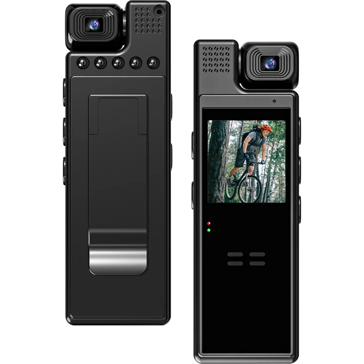 Lixada 4K-UHD-Mini-Koerperkamera mit drehbarem 180° Objektiv, 6 Stunden Akkulaufzeit, 1,3-Zoll TFT-Bildschirm, Nachtsicht und Bewegungserkennung