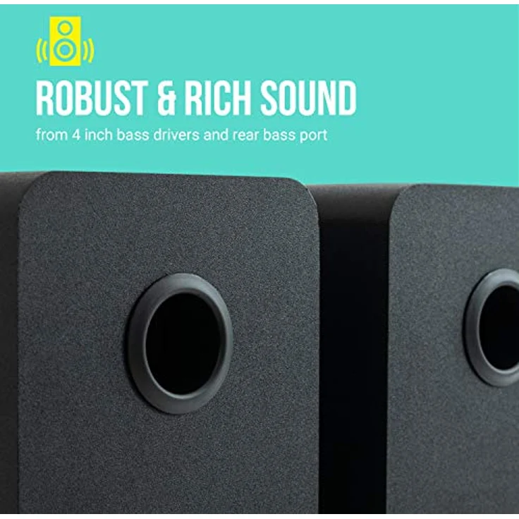 Jam Bluetooth Bookshelf Speakers, kompakte Regallautsprecher mit 8-mm Treiber, Bluetooth 5.0, AUX-IN, kraftvollen Bässen, Schwarz – Bild 3