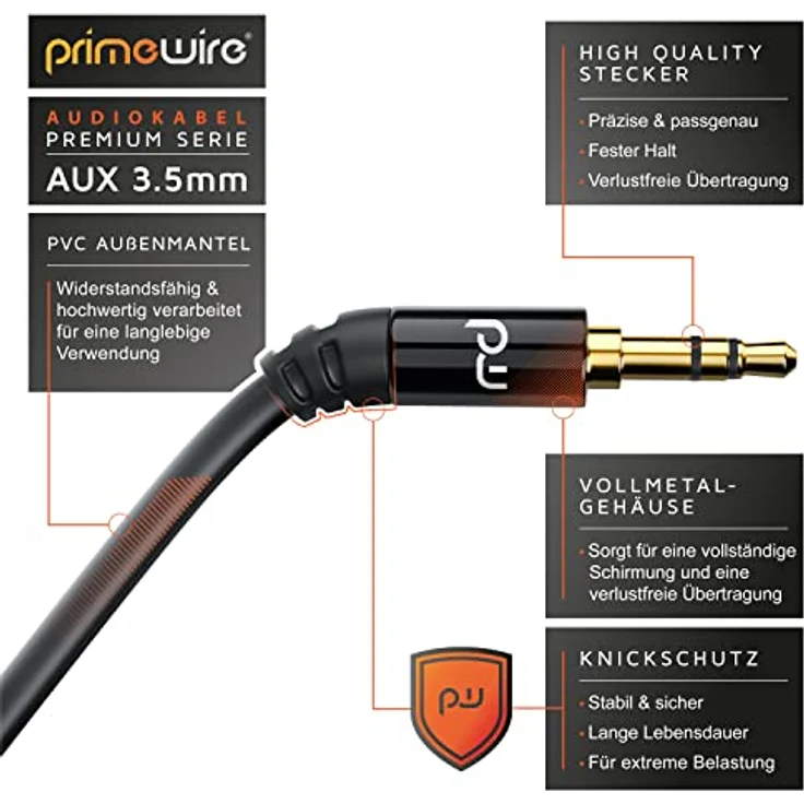 CSL - Uplink - 0,15m Audio Klinke Y-Adapter - Voll-Metallstecker passgenau - Audio 3,5mm Klinken Stecker zu 2X 3,5mm Klinken Buchse - Y Splitter Verteiler - AUX Audioadapter HQ Premium Series – Bild 4