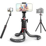 Rollei Easy Creator MonkeyPod, flexibles Stativ mit 360°-Kugelkopf und Teleskopstange, kompatibel mit Smartphones und Kameras