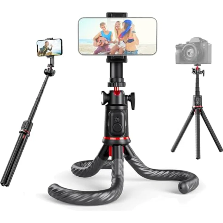 Rollei Easy Creator MonkeyPod, flexibles Stativ mit 360°-Kugelkopf und Teleskopstange, kompatibel mit Smartphones und Kameras – Bild 1