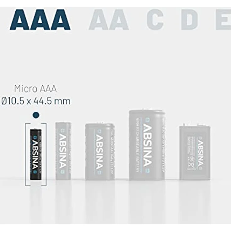 ABSINA AAA Akku 1150 NiMH 4er Pack - Wiederaufladbare AAA Batterien für Geräte mit hohem Stromverbrauch - Ideal für DECT Telefon – Bild 4
