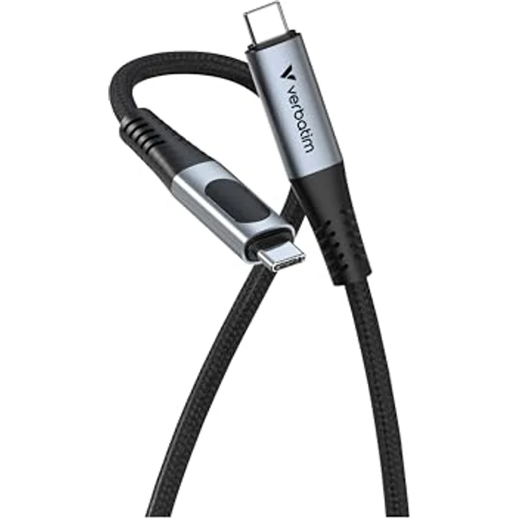Verbatim USB-C Kabel, 1x USB-C Stecker - 1x USB-C Stecker, 1.2 m, ultraschnelles Laden bis 100 W, Aramidfaser-Kern, robuste Metalllegierungs-Stecker – Bild 1