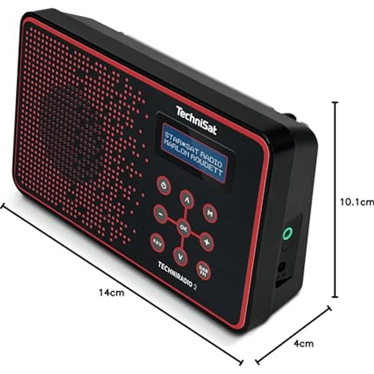 TechniSat TECHNIRADIO 2 Digital-Radio mit Favoritenspeicher, mobiles DAB+ und UKW-Radio, Kopfhöreranschluss, Netz- oder Batteriebetrieb, perfektes Taschenradio für unterwegs, schwarz-rot – Bild 3
