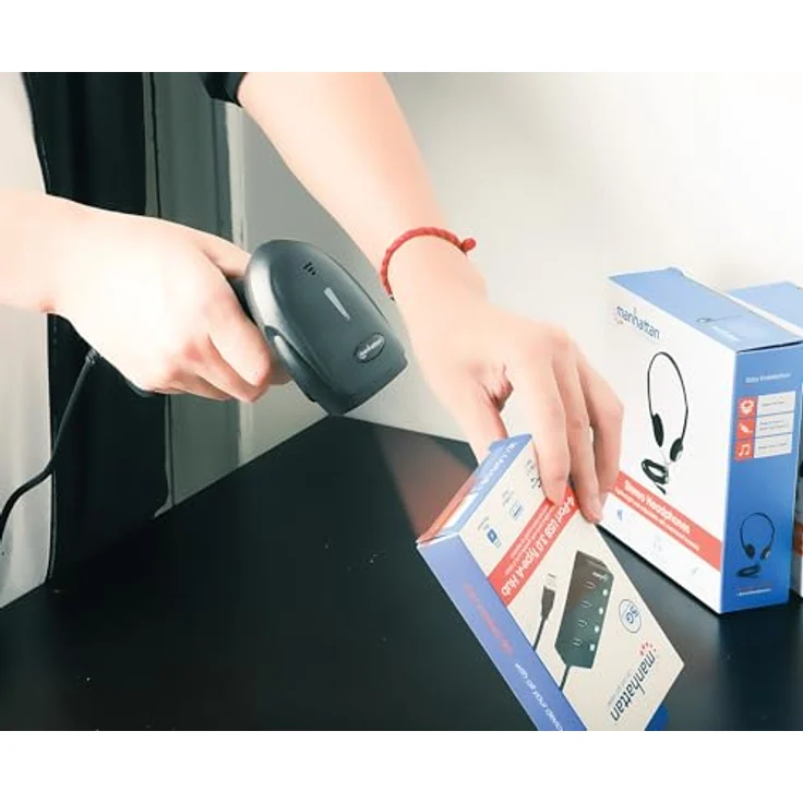Manhattan 2D LED-Barcodescanner, kabelgebundener Barcode-Scanner für 1D- und 2D-Barcodes, bis zu 100 Scans pro Sekunde, schwarz – Bild 5