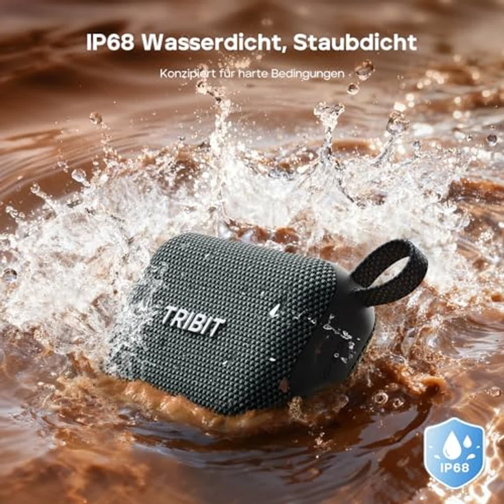Tribit PocketGo, Bluetooth Lautsprecher, 20 Std. Akkulaufzeit, IP68 wasserdicht, Bluetooth 6.0, kraftvoller Klang, TWS-Kopplung, schwimmfähig, Mini Lautsprecher, schwarz – Bild 3