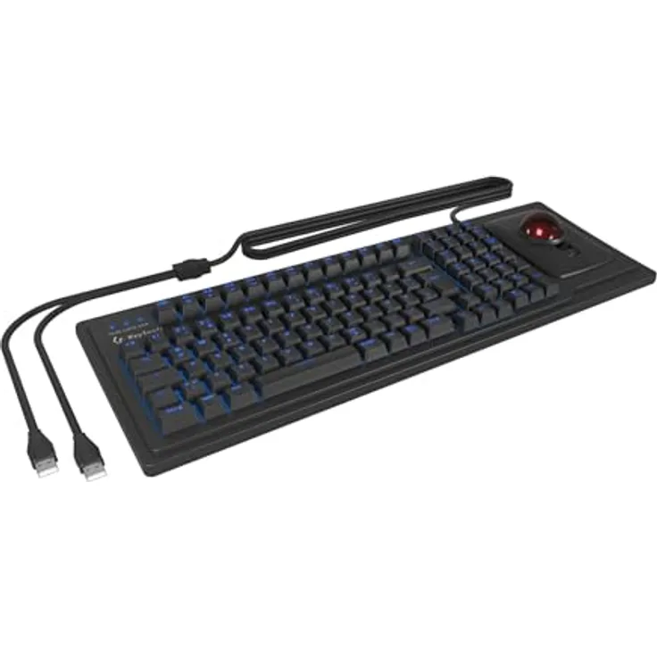 KeySonic KSK-8202ELU-T, mechanische Full-Size Tastatur mit Cherry MX Silent-Tasten, 46 mm Trackball, RGB-Hintergrundbeleuchtung, schwarz