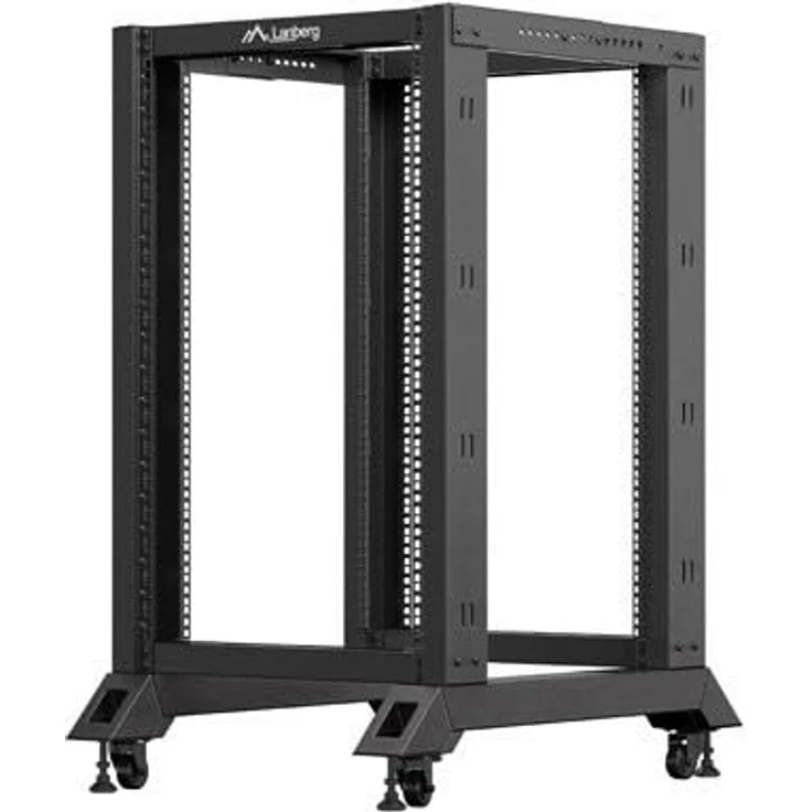 Lanberg OR01-6818-B, 18 HE 19 Zoll Serverschrank, Schwarz, offenes Rahmen-Design, max. Tragfähigkeit 600 kg, abschließbar, 590 mm Einbautiefe – Bild 2