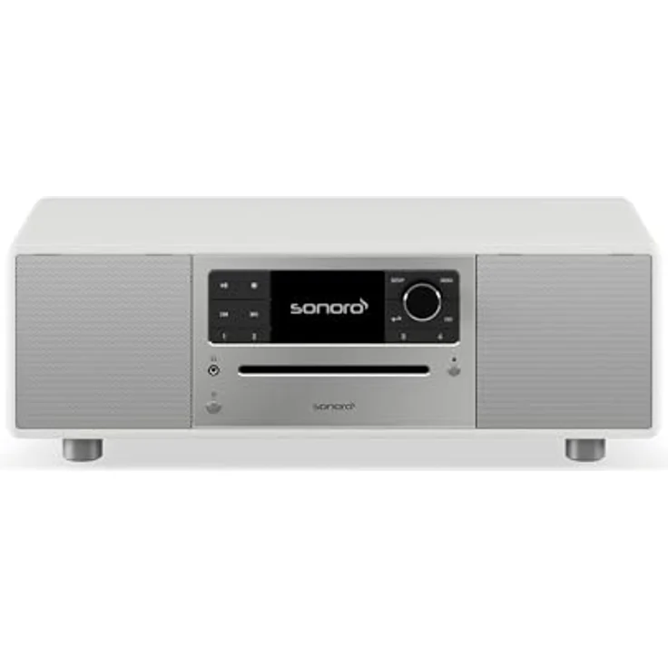sonoro Prestige Kompaktanlage mit CD Player, Bluetooth und Internetradio (UKW, WLAN, DAB Plus, Spotify, Deezer), Weiß, 2-Wege Soundanlage mit 4-Zoll Subwoofer – Bild 1