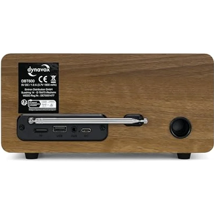 Dynavox DBT600 DAB+ Radio, tragbares UKW Radio mit TFT-Display, Holzdekor braun – Bild 4