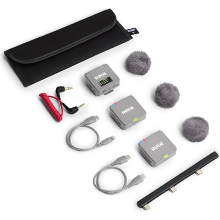 RØDE Wireless GO Gen 3, digitales 2-Kanal Funkmikrofonsystem in Stone Grau mit 32 GB Speicher und Softcase – Bild 4