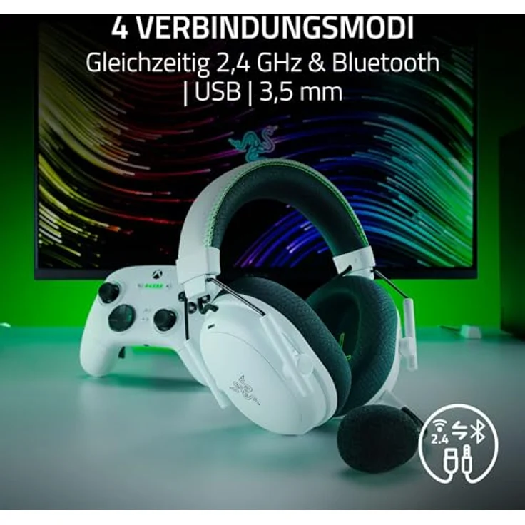 Razer BlackShark V3 Pro for Xbox, Gaming Headset mit kabelgebundener und kabelloser Nutzung, Over-Ear-Design, Weiss – Bild 8