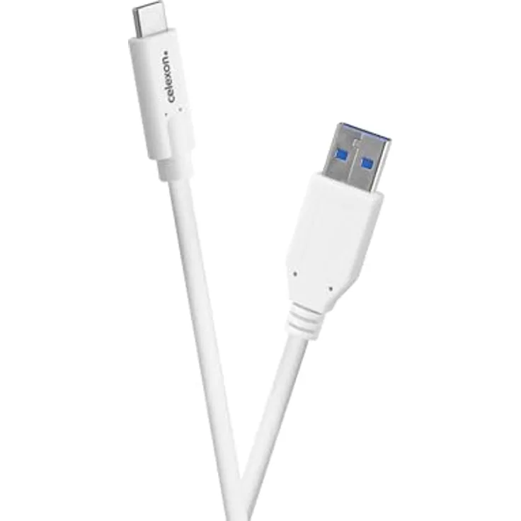 celexon USB-C auf USB-A Kabel, USB 3.2 Gen 2x1, 10 Gbps, 0,5 m, weiß