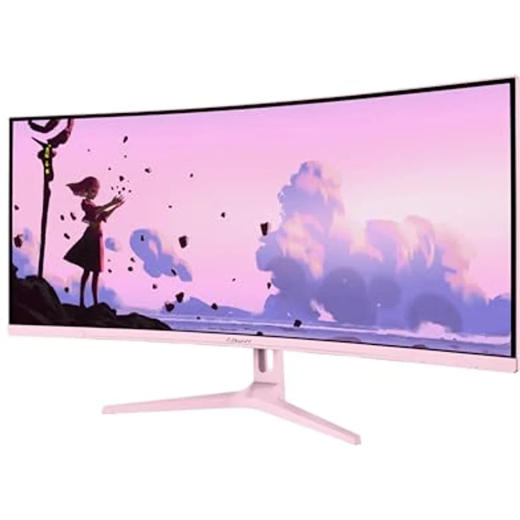 Arozzi Nova 34" Curved Gaming Monitor, VA 165Hz Ultrawide QHD 1440p, HDR10, flimmerfrei, 90% sRGB, rosa – Bild 1