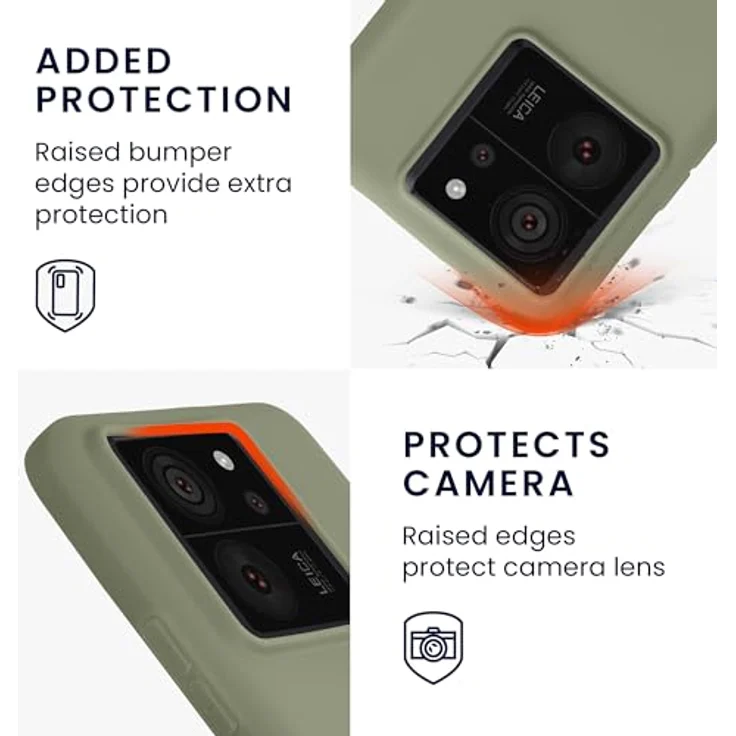 kwmobile Hülle kompatibel mit Xiaomi 13T / 13T Pro - weiches TPU Silikon Case - Graugrün, geeignet für kabelloses Laden – Bild 3