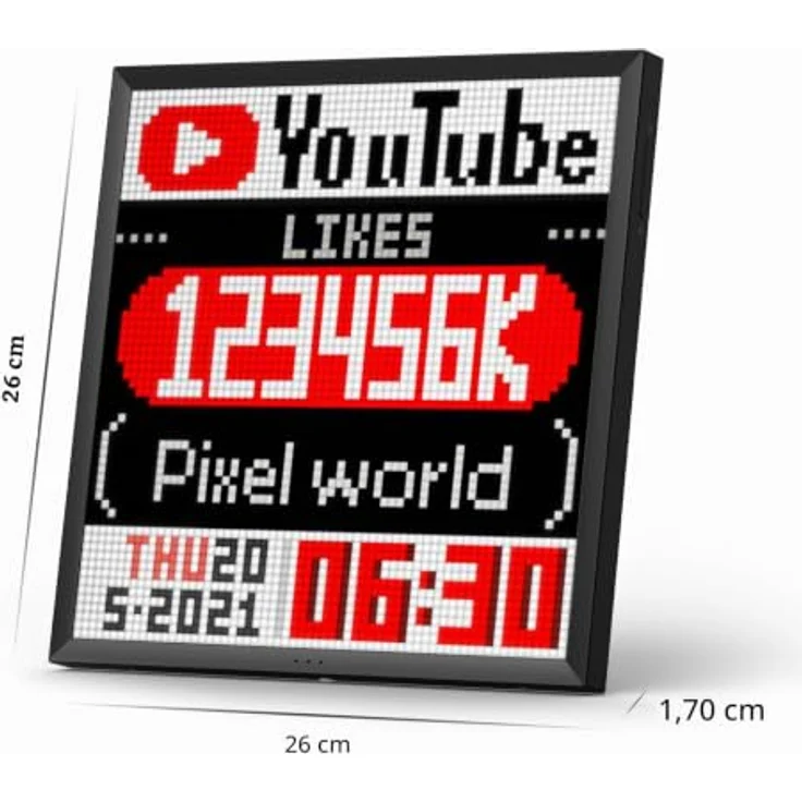 Divoom Pixoo 64, Digitaler Bilderrahmen mit 10.3" WiFi-Pixelart-Display, 64 x 64 Pixel, Schwarz – Bild 6