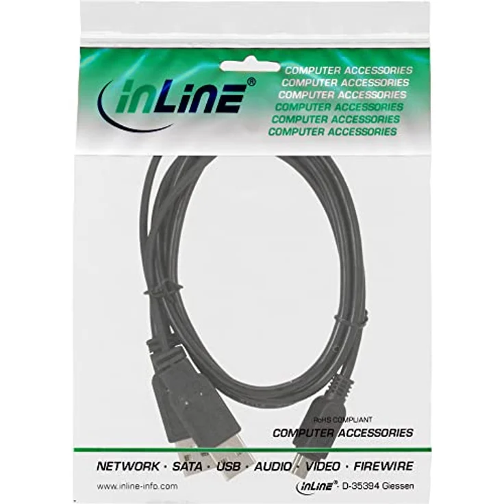InLine USB Anschlusskabel 2xA/S - B mini 5pol/S 1,0m (33107X) – Bild 4