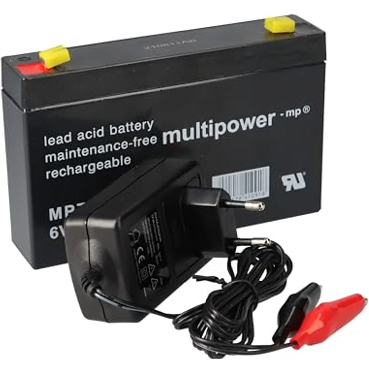 Akkuman.de Set - Bleiakku und Ladegerät - 6V 7Ah Multipower Akku 0,6A Lader, 3-Stufen-Ladegerät, IU0U Ladekennlinie, LED Ladezustandsanzeige – Bild 4