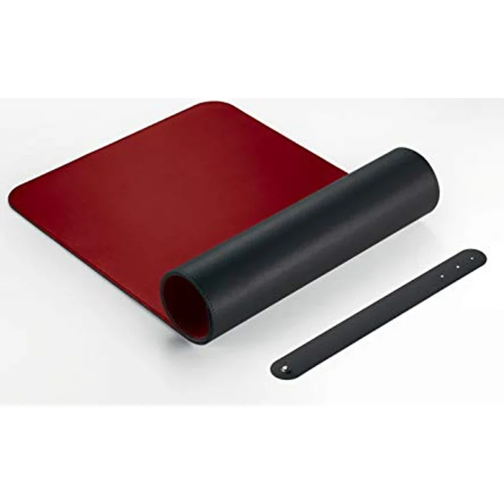 SIGEL SA603 Schreibtischunterlage - rollbar - wasserdicht - rutschfest - hochwertiges Lederimitat - rot, schwarz - doppelseitig - 80 x 30 cm – Bild 3