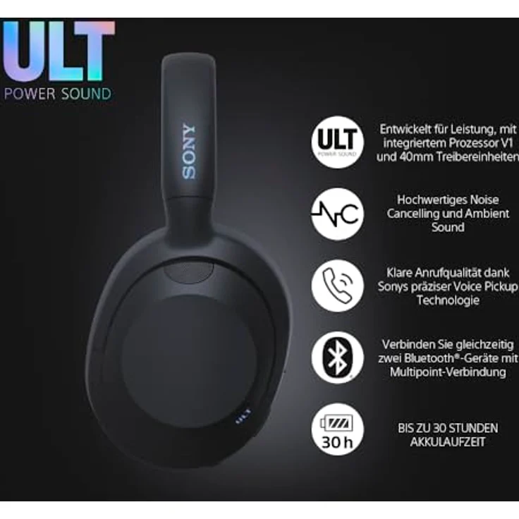 Sony ULT WEAR - Kabellose Bluetooth-Kopfhörer mit ULT Power Sound, Off-White, Schwarz – Bild 2