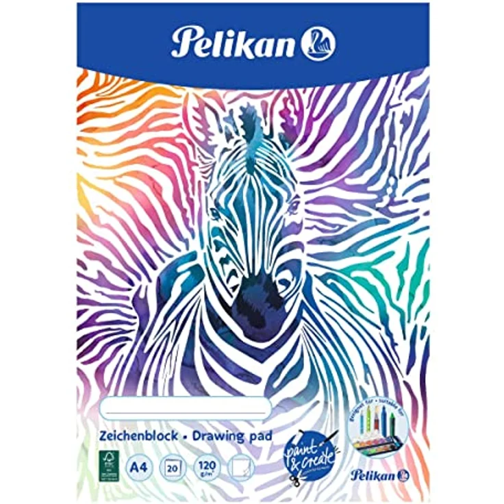 Pelikan Zeichenblock DIN A4, 120g/m², 20 Blatt für feuchte und trockene Maltechniken, mit Namensfeld – Bild 2