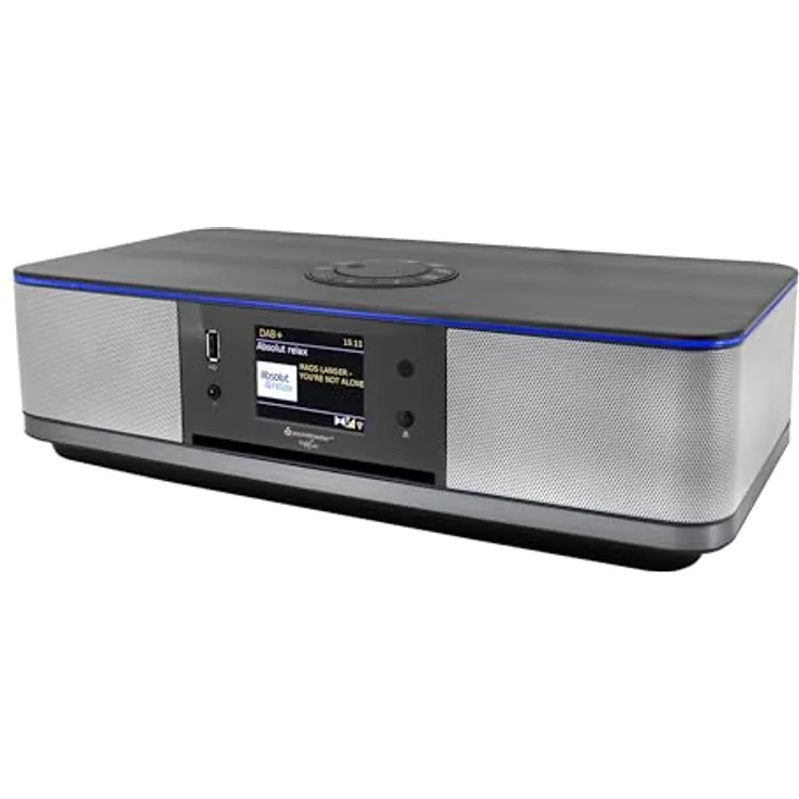 Soundmaster Highline ICD2023SW Stereoanlage Internetradio WLAN 2,4/5 GHz LED Ambientebeleuchung DAB+ Bluetooth CD-Player USB MP3 APP Farbdisplay Wecker