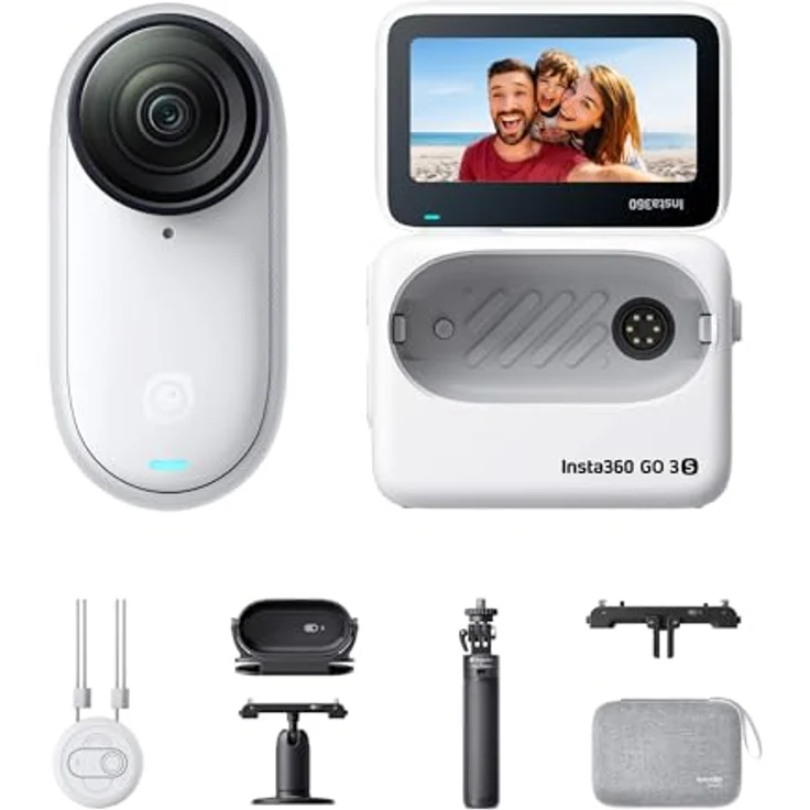 Insta360 GO 3S Reise-Bundle, Tragbare 4K Mini-Kamera mit 140 min Akku, 10 m wasserdicht, KI-Bearbeitung, 128 GB Speicher, Action Pod und Zubehör – Bild 1