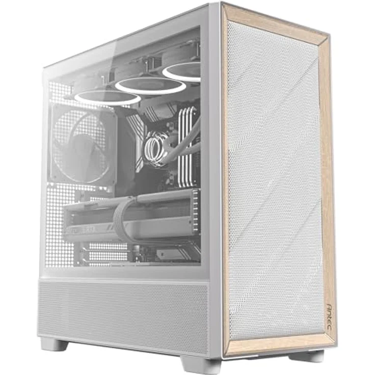 Antec Flux PC-Gehäuse, Full-Tower E-ATX, Aluminium & Holzrahmen, Tempered Glass, bis zu 2x 360mm Radiator Support, weiß – Bild 1