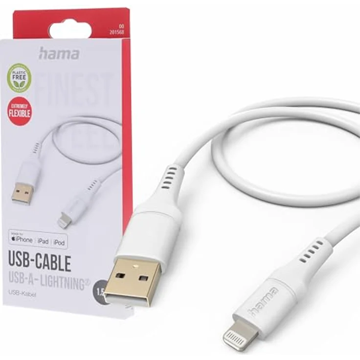 Hama Ladekabel "Flexible", USB-A Lightning, 1,5 m, Silikon, Weiß – Bild 2
