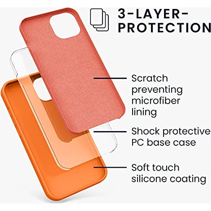 kwmobile Handyhülle für iPhone 13, Silikon Case in Fruity Orange, kabelloses Laden, rutschfest und elastisch – Bild 2