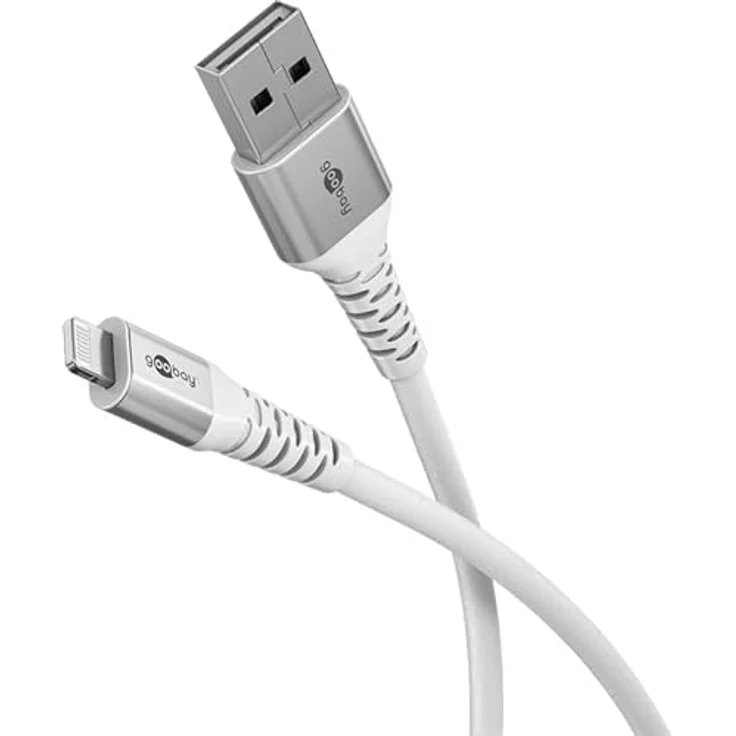 Goobay Lightning auf USB-A, supersoftes Textilkabel mit Metallsteckern, 0,5 m, flexibles Silikon für maximalen Schutz – Bild 1