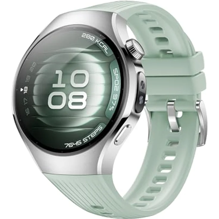 Huawei Watch 5 (42mm), Smartwatch mit Metallgehäuse und Fluorelastomer Armband in Aurora Grün, Fitness-Tracking und Gesundheitsüberwachung – Bild 1