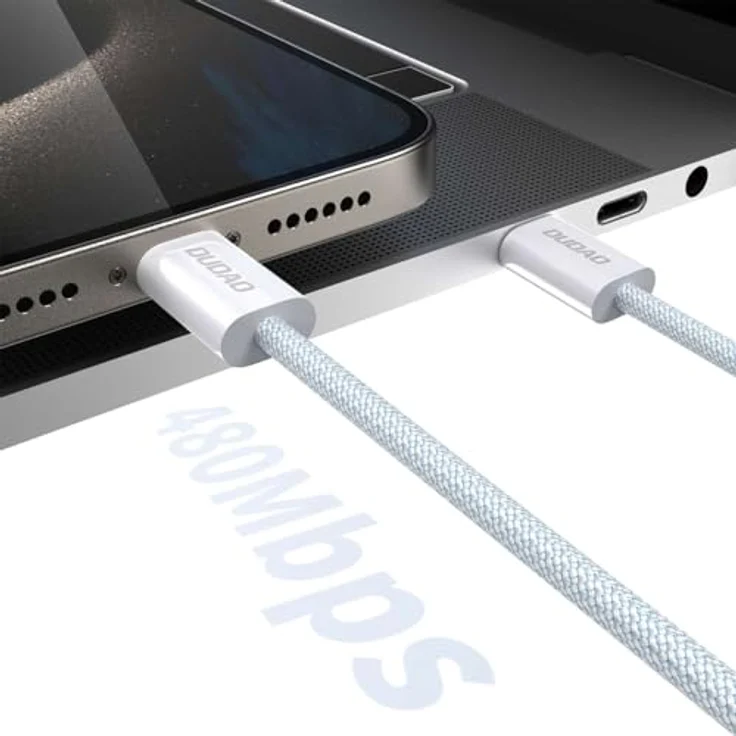 Dudao L6C USB-C auf USB-C Kabel, PD 30W, 1m, hellblau, langlebiges Kohlefasergeflecht – Bild 3
