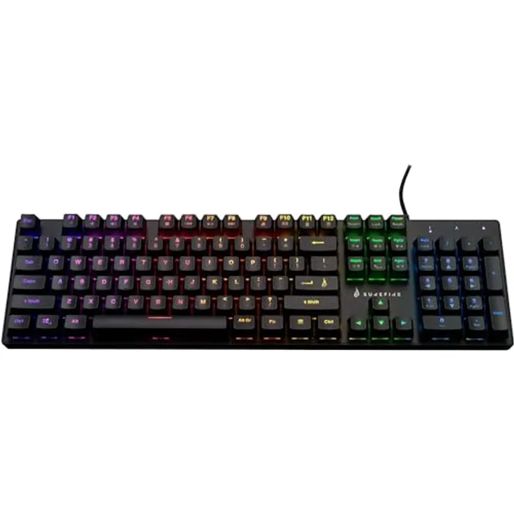 SureFire Gaming KingPin M2 Kabelgebunden, USB Gaming-Tastatur Beleuchtet, Multimediatasten US-Engli (US, Kabelgebunden), Tastatur, Schwarz