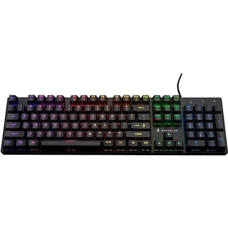 SureFire Gaming KingPin M2 Kabelgebunden, USB Gaming-Tastatur Beleuchtet, Multimediatasten US-Engli (US, Kabelgebunden), Tastatur, Schwarz – Bild 1