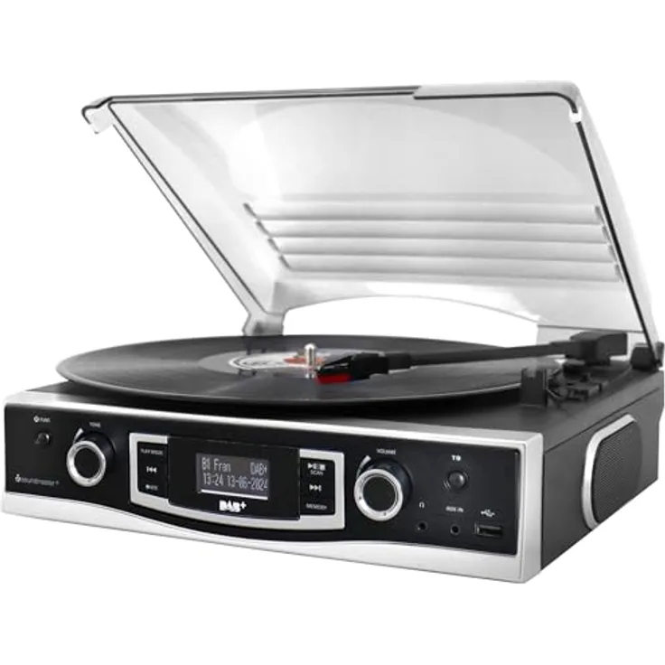 Soundmaster Plattenspieler PL590SW, mit DAB+/UKW Stereoradio u. Encoding, in Schwarz